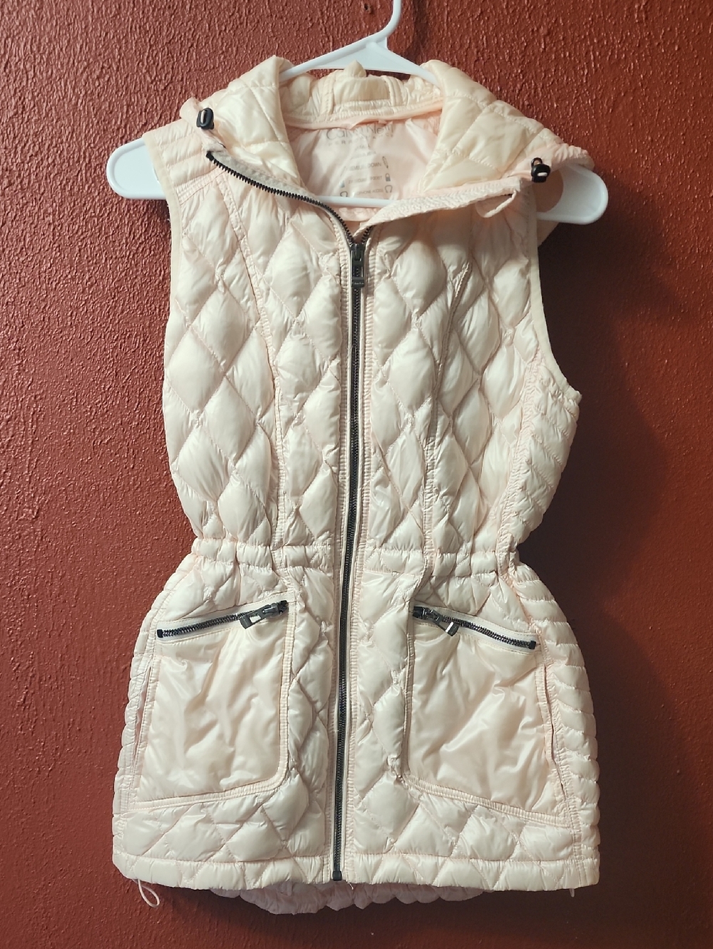 Calvin Klein Quilted Hooded Vest in Light Pink